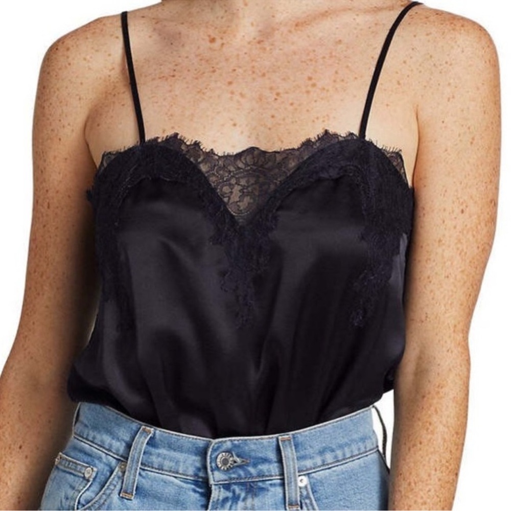 CAMI NYC The Sweetheart Lace Trimmed Silk Charmeuse Camisole